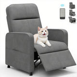Lamtor Power Lift Recliner Chair - Cat Scratch Proof Electric Recliner for Small Spaces, Pet-Friendly Plush Fleece, Remote-Control Lift Chair with Side Pockets and Footrest, Grey Lamtor
