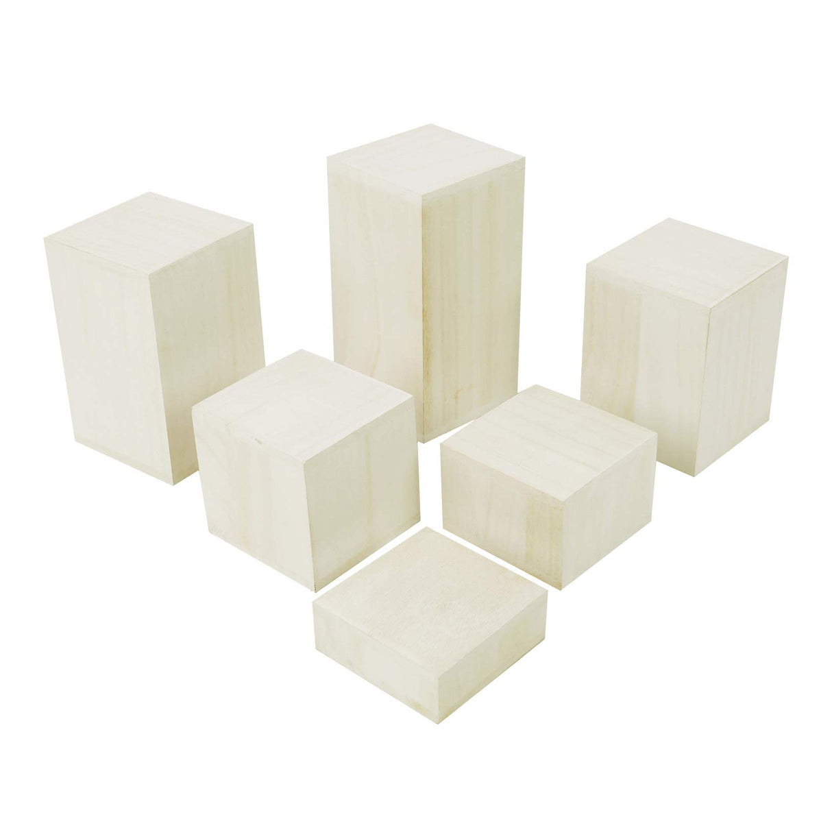 MOOCA Wooden 6 Pcs Square Risers for Display Jewelry and Accessories Display Stand Wooden Risers For Jewelry Figurine, Wash White MOOCA