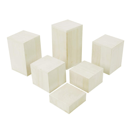 MOOCA Wooden 6 Pcs Square Risers for Display Jewelry and Accessories Display Stand Wooden Risers For Jewelry Figurine, Wash White MOOCA