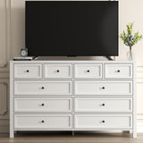 Farmhouse 10 Drawers Dresser for Bedroom, White Dresser Chest of Drawers, Wood Storage Dressers with Deep Drawers and Metal Handle, Wide Modern Dressers & TV Stand for Living Room, Closet, Hallway Gyfimoie