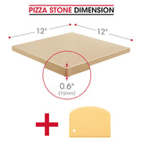 Unicook Pizza Stone for Oven and Grill, 12 inch Square Bread Baking Stone, Heavy Duty Ceramic Pizza Pan, Thermal Shock Resistant Baking Stone for BBQ and Grill, Making Pizza, Bread, Cookie and More Unicook
