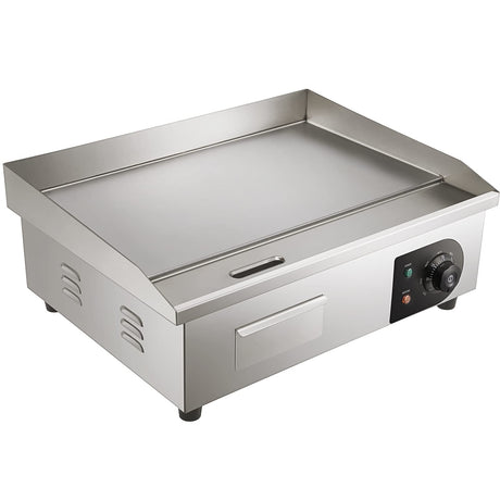 VEVOR Commercial Electric Griddle, 22", 1600W Countertop Flat Top Griddle, Stainless Steel Teppanyaki Grill w/Iron Cooking Plate, 122-572℉ Adjustable Temp Control 2 Shovels & Brushes, 110V VEVOR