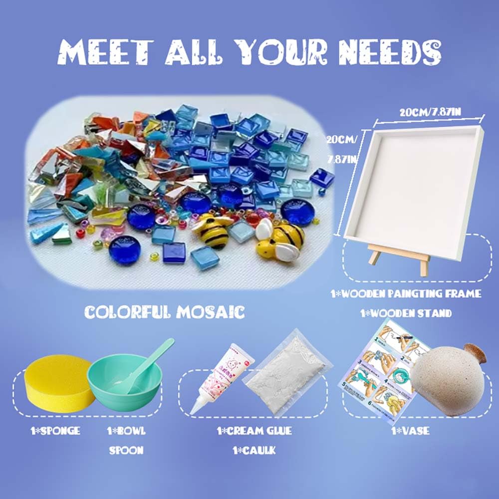 Zioyihan DIY Vase Mosaic Painting Kit, DIY Mosaic Arts and Craft Kits with Vase Mosaic Accessories, Handmade Sticker Painting Gem Art Kit for Adults Room or Home Decor Zioyihan