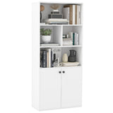 Tangkula 5 Tier Bookcase with 2-Door Cabinet, Tall Freestanding Bookshelf with 4 Open Shelves & 1 Cabinet, Adjustable Shelf, Modern Display Storage Cabinet for Living Room Study (White, 61" H) Tangkula
