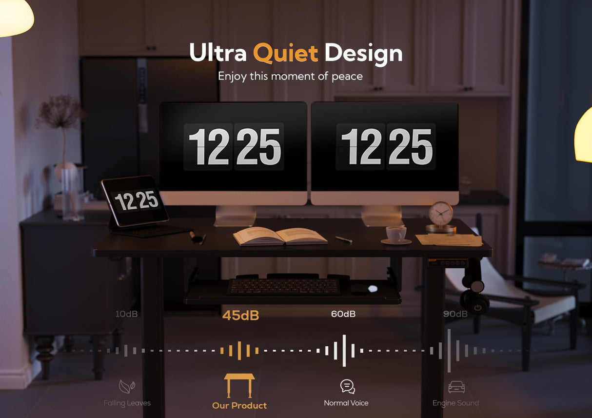 Claiks Standing Desk with Keyboard Tray, Standing Desk Adjustable Height, Raising Desks for Home Office and Computer Workstation, 55 Inches, Black Claiks