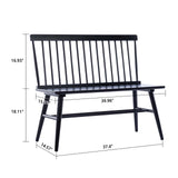 DUHOME Entryway Bench, Black Dining Bench with Spindle Back Farmhouse Bench Wood Bench Windsor Bench for Foyer Balcony Living Room, Black (Black, Bench) DUHOME