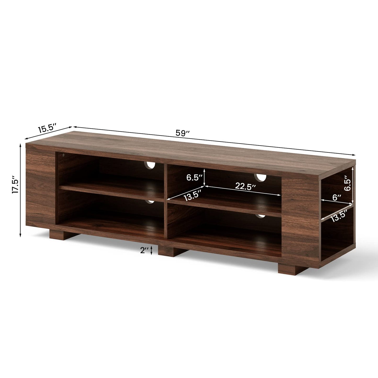 Tangkula Wood TV Stand for TVs up to 65 Inch Flat Screen, Modern Entertainment Center with 8 Open Shelves, Universal TV Storage Cabinet for Living Room Bedroom, TV Console Table (Walnut) - WoodArtSupply