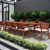 Amazonia Colony 11-Piece Patio Extendable Rectangular Dining Set Wtih Cushions | Eucalyptus Wood | Ideal for Outdoors and Poolside, 118Lx42Wx35H, Brown Amazonia
