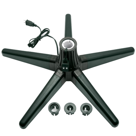 Stephan Roberts Rotating Christmas Tree Stand with 360° Rotation, 5 Legs, 3 Power Outlets, 3 Adjustable Size Attachments, 3-Setting Switch – Stable & Durable Holiday Tree Base (Green) Stephan Roberts