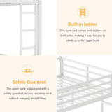 HKOLIE Queen Over Queen Bunk Bed, Metal Bunk Bed Frame Heavy Duty Bunk Beds Loft Bed Frame with Ladder and Guardrail Metal Slats No Box Spring Required for Adults Teens, White HKOLIE