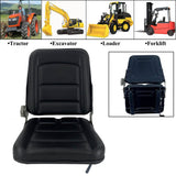 TABODD Universal Forklift Seat for Garden Lawn Mower, Komatsu Style Folding Seat Suspension Seat with Adjustable Backrest Slidable Track for Mini Digger Forklift Excavator & Skid Loader, Black TABODD