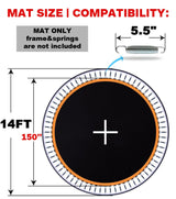 JumpTastic Replacement Trampoline Mat Fits14FT Trampoline Frame with 72 Pcs V-Ring Using 5.5in Spring(Not Include Spring | Mat's Diameter: 150in) Jump Tastic Trampoline
