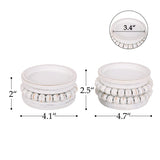 NIKKY HOME Farmhouse Beaded Wooden Candle Holders Set of 2, Rusitc Solid Wood Pillar Candlesticks Pedestal, Fireplace Mantle Table Centerpiece Decor, Distressed White NIKKY HOME