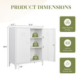 RAVIGIN Metal Storage Cabinet with Locking Feature, 2 Adjustable Shelves, 40" Small Cabinet for Home Office, School, Kitchen, Garage, Gym (White) RAVIGIN