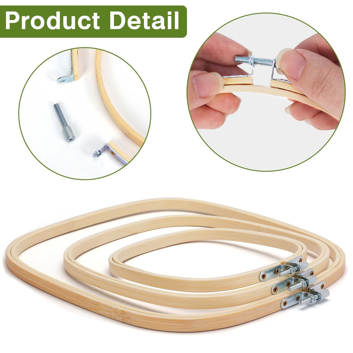 Caydo 3 Pieces 3 Sizes Square Embroidery Hoops Adjustable Circle Cross Stitch Hoop Embroidery Frames for Sewing, Needlework, DIY Embroidery Craft Caydo