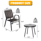 VINGLI 3 Piece Patio Furniture Set Metal Patio Chairs Set of 2 w/PP Backrest and Seat, Outdoor Bistro Set for 2 Porch Furnitutre, Yard, Balcony VINGLI