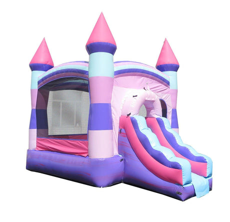 Crossover Inflatable Bounce House with Slide for Kids, Wet Dry Bouncy Jump Castle, Outdoor Backyard Jumping Bouncer, Built-in Water Misting System, with Blower, 12 x 12 x 18 Ft, Pink Pogo Bounce House