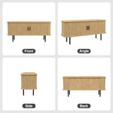 FiveWillowise 47" Natural Fluted TV Stand for TVs up to 60 Inch, Gaming Entertainment Center with Tambour Slatted Sliding Doors and Storage Cabinet, Media TV Consoles Table for Living Room, Office FiveWillowise