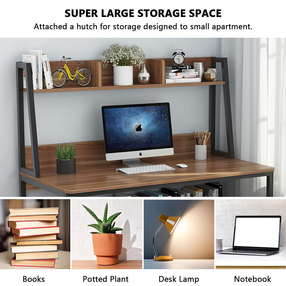 Tribesigns 47-Inch Computer Desk with Hutch and Bookshelf - Space-Saving Home Office Solution - WoodArtSupply