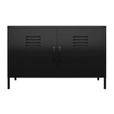 REALROOMS Shadwick 2 Door Wide Metal Locker Accent Storage Cabinet, Black REALROOMS