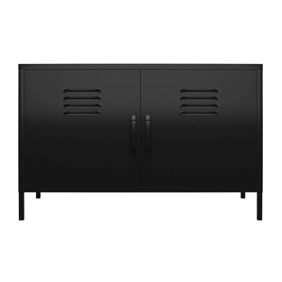 REALROOMS Shadwick 2 Door Wide Metal Locker Accent Storage Cabinet, Black
