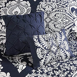 Madison Park Vienna Sateen Cotton Comforter Set, Breathable, Soft Cover, Trendy, All Season Down Alternative Cozy Bedding with Matching Shams, King, Indigo 7 Piece Madison Park