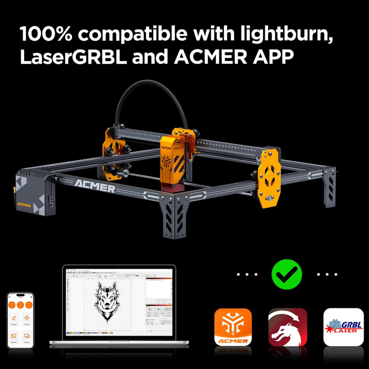 ACMER Laser Engraver Cutting Machine Laser Cutting Machine with Ultra-fine 10000mm/min Laser Class4 (P1 S PRO 6W) ACMER
