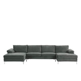 Casa AndreaMilano Modern Large Velvet Fabric U-Shape Sectional Sofa, Double Extra Wide Chaise Lounge Couch Casa Andrea Milano