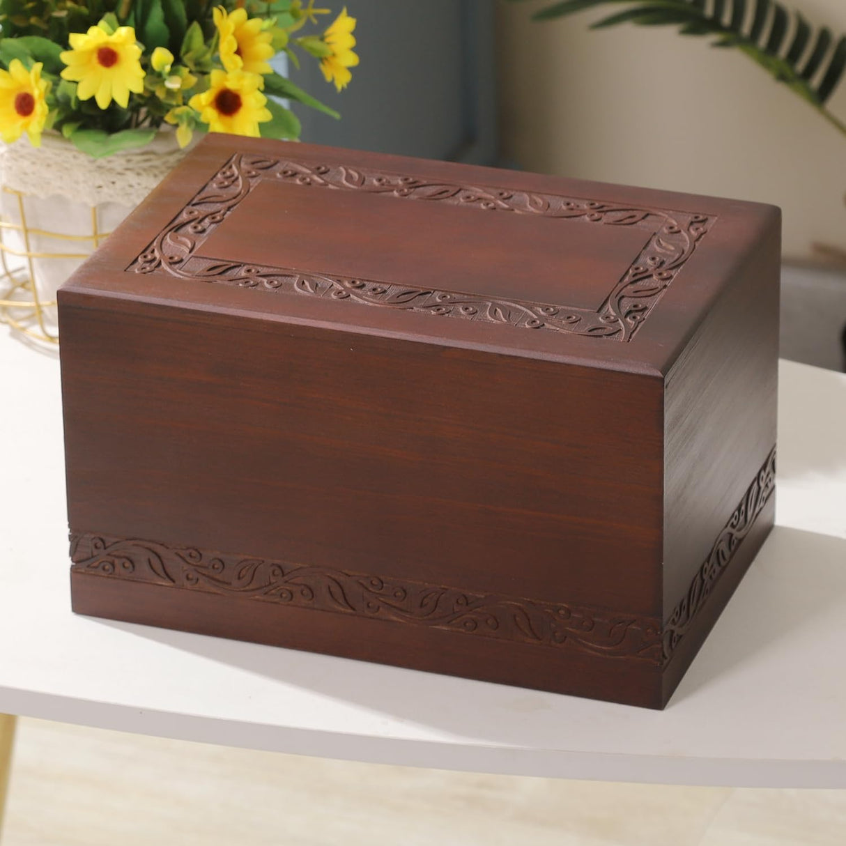 Wooden Urns for Human Ashes Adult Male Female, Up to 250 Cubic inches，Wood Cremation Urns, Funeral Memorial Urns for Ashes Mom Dad (Red) Pepdiy