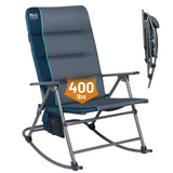 TIMBER RIDGE Oversized Folding Rocking Camping Chair, Padded Outdoor Rocker with High Back, Portable Outdoor Chair for Patio, Garden, Lawn, Supports up to 400 lbs, Blue TIMBER RIDGE