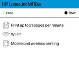 HP LaserJet M110w Wireless Printer, Print, Fast speeds, Easy setup, Mobile printing, Best for small teams HP
