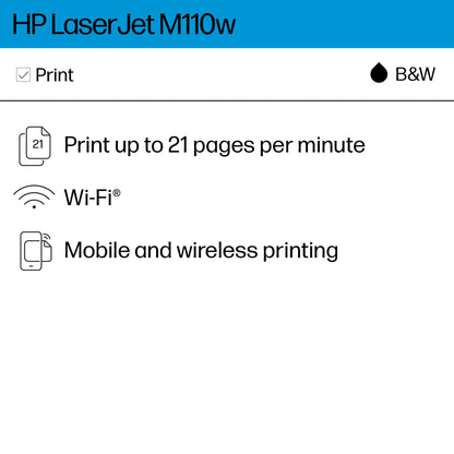 HP LaserJet M110w Wireless Printer, Print, Fast speeds, Easy setup, Mobile printing, Best for small teams