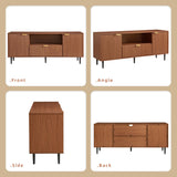 Okvnbjk Modern TV Stand for 65 Inch TV, Fluted TV Consoles for Living Room, Media Console with Soft Hinge & Drawer, Wood Entertainment Center with Storage, Mocha Okvnbjk