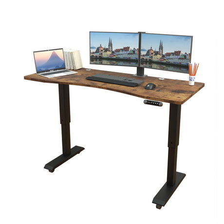 Sileye Electric Sit Dual Motor Height Adjustable, Memory Stand Up Desk with Drawer, Ideal for Daily Use at Home Office, Bedroom, 63x30 Inch, Dark Brown Sileye
