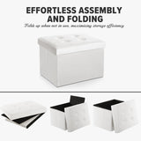 LINMAGCO Storage Ottoman Folding Foot Stool Velvet Ottoman Foot Rest with Padded Modern Ottoman with Storage for Living Room Puppy Step Stool 17x13x11in(White) LINMAGCO