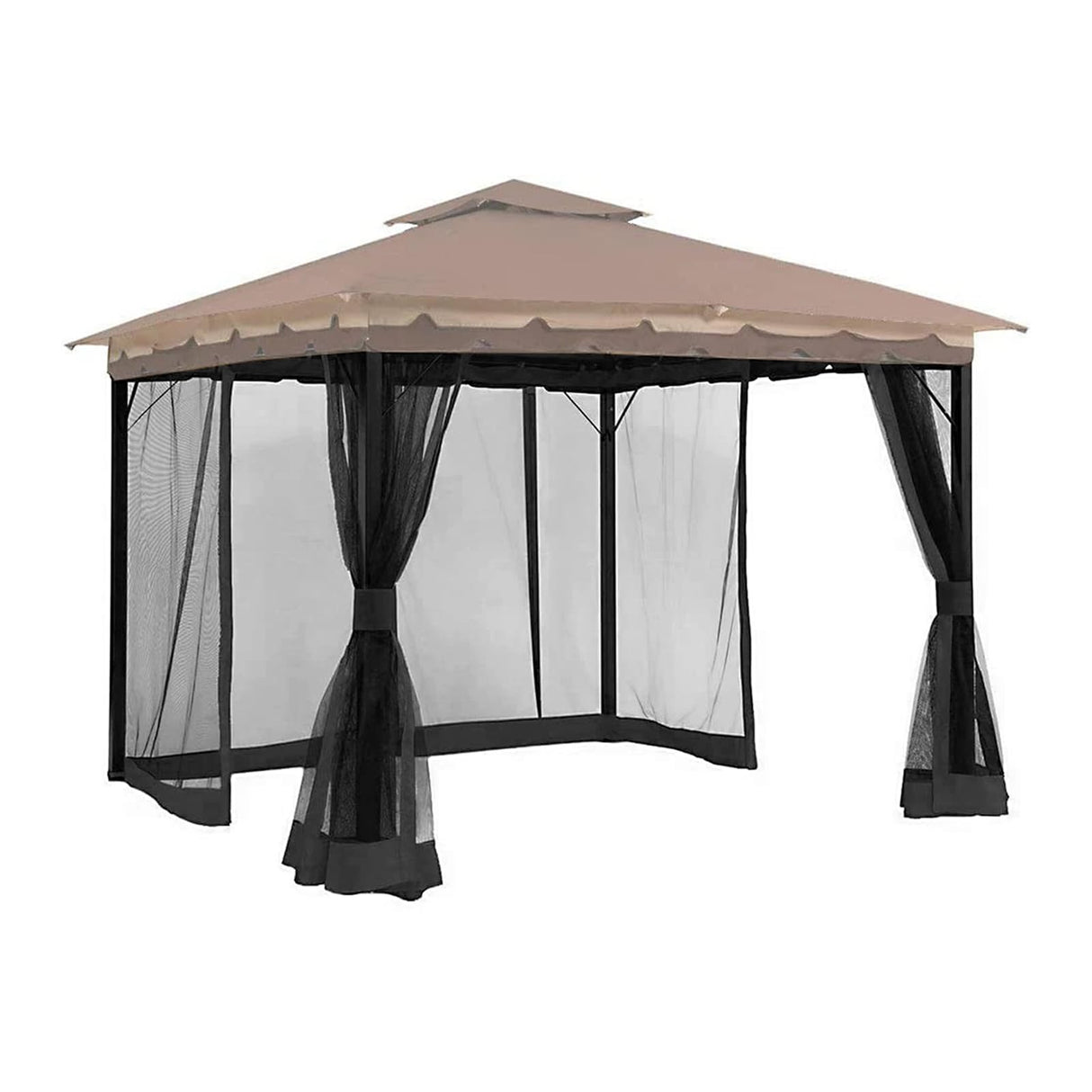 Hisecome 10' x 12' Gazebo Universal Replacement Mosquito Netting,Black Outdoor Canopy Net Screen 4-Panel Sidewall Curtain, with Zippers,Mosquito Netting（Only） Hisecome
