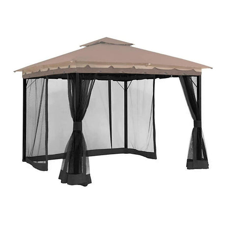 Hisecome 10' x 12' Gazebo Universal Replacement Mosquito Netting,Black Outdoor Canopy Net Screen 4-Panel Sidewall Curtain, with Zippers,Mosquito Netting（Only） Hisecome