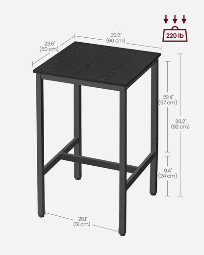 VASAGLE Compact High Top Bar Table - Stylish Ebony Black Cocktail Table for Small Spaces