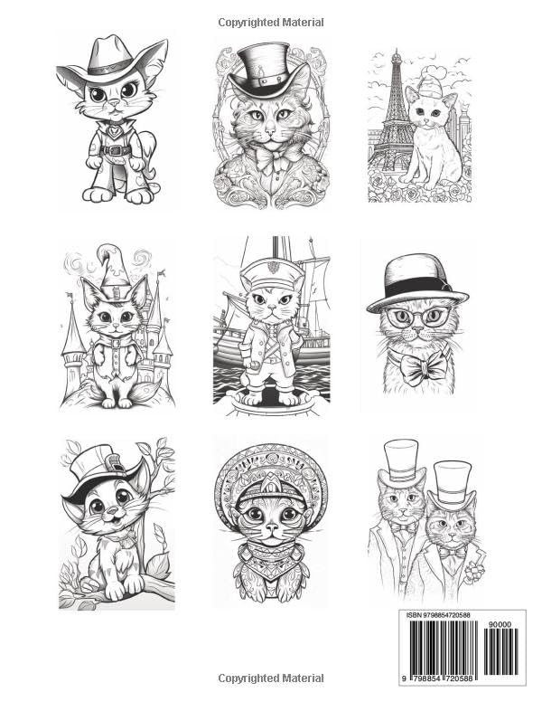 Cats In Hats Coloring Book WoodArtSupply
