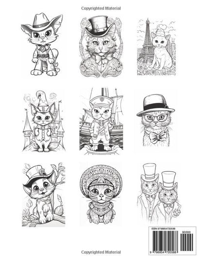 Cats In Hats Coloring Book