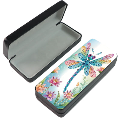 TDFERAN Diamond Painting Sunglass Case Sunglasses Storage Box Kit with Diamond Handmade Gem Art Glasses Cas Leather Glasses Case Dragonfly Eye Glass Box For Craft Anti-Stress DIY Travel Sunglass