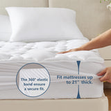 CozyLux Full Size Mattress Pad Mattress Cover Deep Pocket Up to 21" Non Slip Cotton Cooling Mattress Topper Breathable and Soft Thick Pillowtop 450GSM Bed Mattress Pad (54x75) Inches White CozyLux