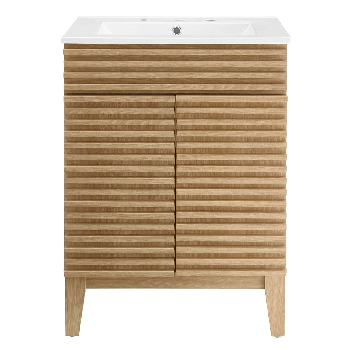 Modway Render Vanity Floor, 24 Inch, Oak/White Sink Modway