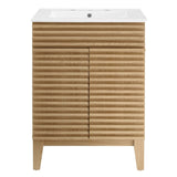 Modway Render Vanity Floor, 24 Inch, Oak/White Sink Modway