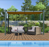 Domi 10' x 13' Outdoor Retractable Pergola, Modern Grape Trellis Pergola with Sun Shade Canopy, Patio Aluminum Shelter for Garden Porch Beach Yard domi outdoor living