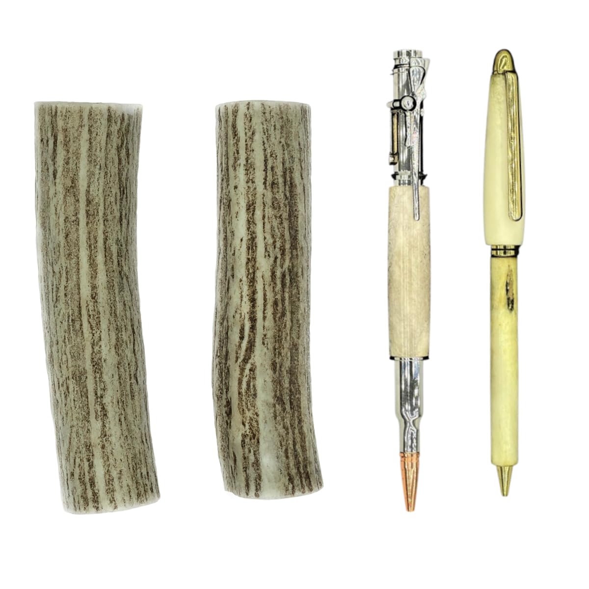 Texas Deer Antler Pen Blanks (2-PACK) Pen Blanks for Woodturning - Easy to Drill & Pro Quality for use on Lathes Deer Valley Dog Chews Deer Antlers