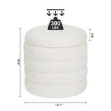 Dolift Modern Teddy Sherpa Foot Rest for Couch, Round Ottoman with Storage, Upholstered Foot Stools Ottoman, Vanity Chair for Makeup Room Bedroom Living Room (White) Dolift