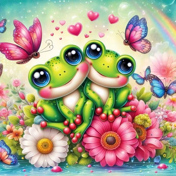 Ekuxom Frog Diamond Painting Kits for Adults, Butterfly Diamond Art Kits, DIY Round Full Drill Frog Diamond Art Painting Kits Rainbow for Home Wall Decor 14x14inch Ekuxom