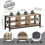 FATORRI Shoe Bench Entryway with Storage, Industrial Wood and Metal Hallway Benches with Adjustable Shelves, Rustic Entry Way Bench for Living Room (47.24 Inch Long, Rustic Oak) FATORRI