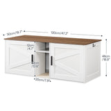 HOOBRO Double Litter Box Enclosure, Modern Cat Litter Box Furniture with Storage and Mat Design, Farmhouse Hidden Litter Box Enclosure with 2 Hooks, White and Walnut WH23MW01 HOOBRO